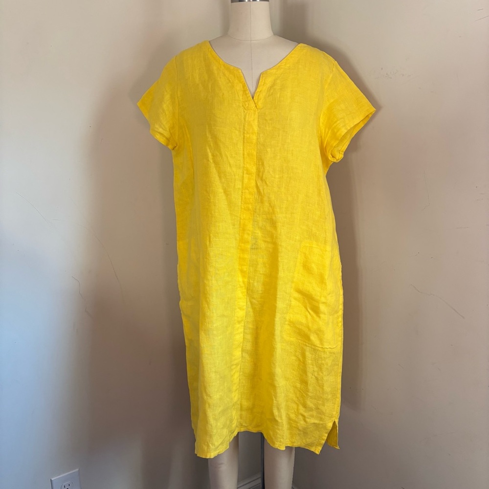 Yellow Linen Dress Made in Italy
